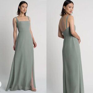 Jenny Yoo Moss Green Chiffon Bridesmaid Dress Size 8